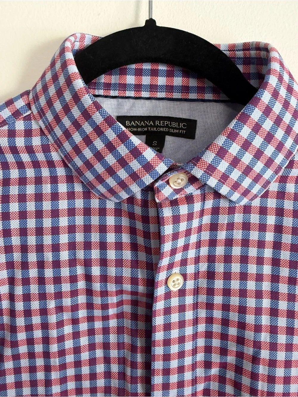 Banana Republic Men's Checked Dress Shirt - Blue & Red